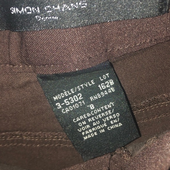 Simon Chang straight leg stretch trousers size  8 Brown - Picture 12 of 12
